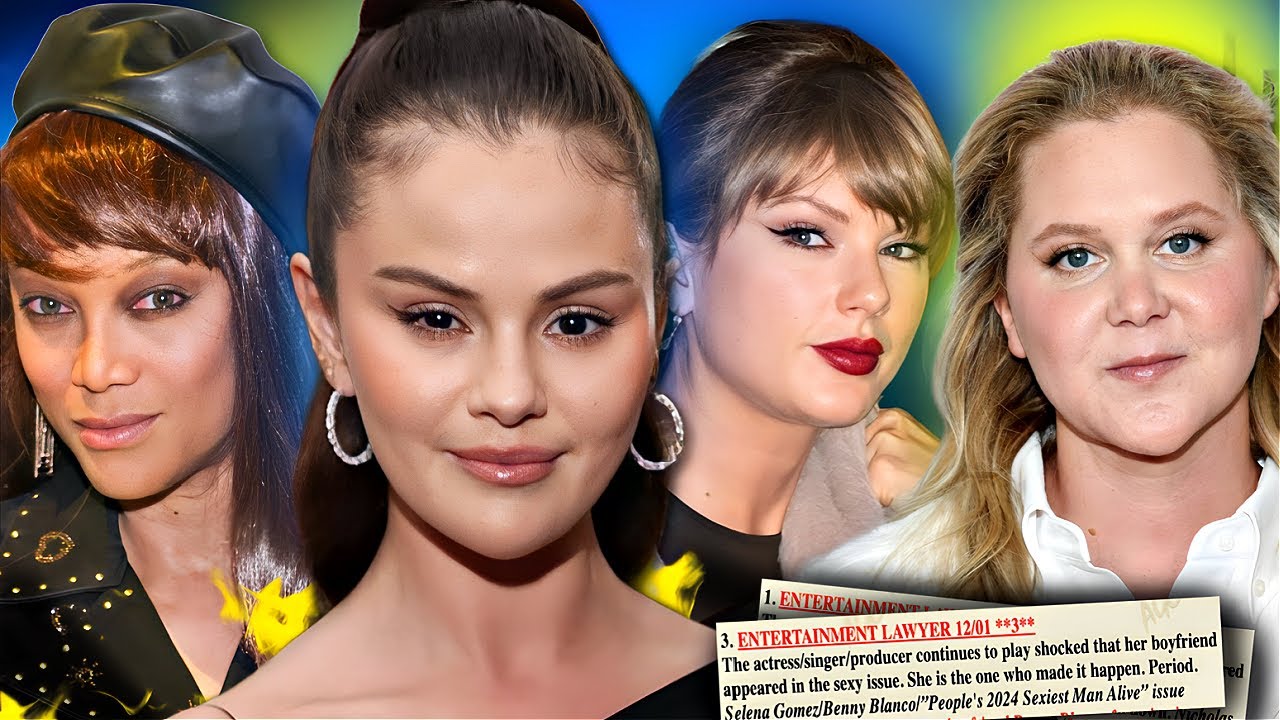 YouTube post by @SLOANHOOKS for Qure Skincare. Caption reads: SELENA GOMEZ BETRAYED by TAYLOR SWIFT, TYRA BANKS....