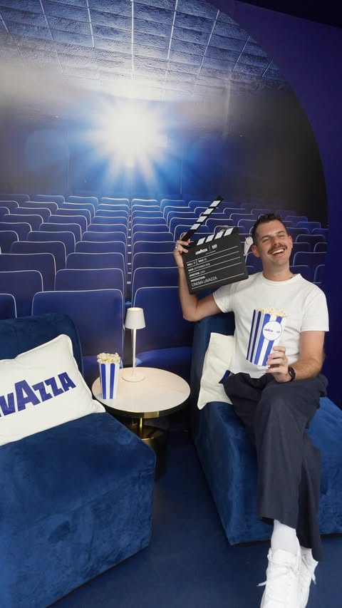 Instagram post by @jordshore for Lavazza. Caption reads: [...] a TIFF story 🎬☕️ I stopped by Cinema....