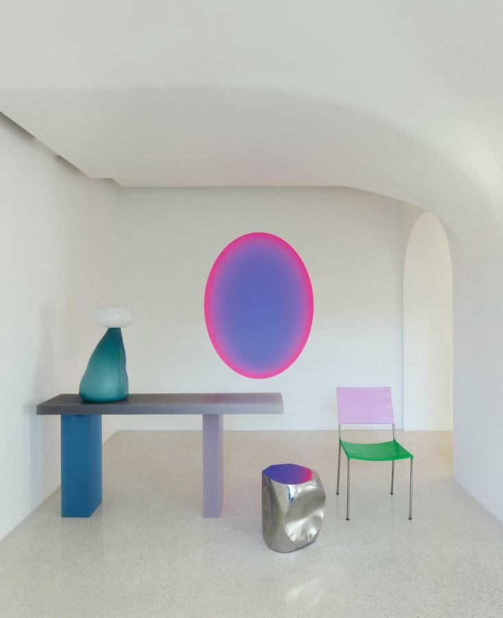 Instagram post by @moniquevanderreijden for Architectural Digest. Caption reads: mesmerizing curation of collectible design pieces ....