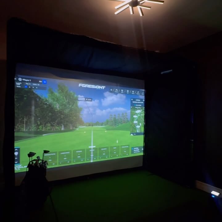 Instagram post by @alexacollinshome for MOD LIGHTING. Caption reads: [...] room goals ⛳️🏌️ thanks to @modlightingshop!....