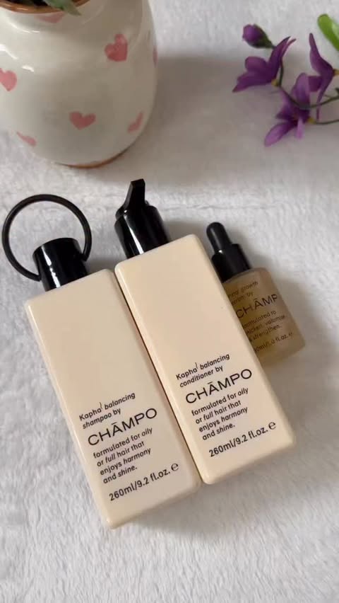 Instagram post by @testandreview2024 for Chāmpo Haircare. Caption reads: Very excited to finally share my hair care journey....