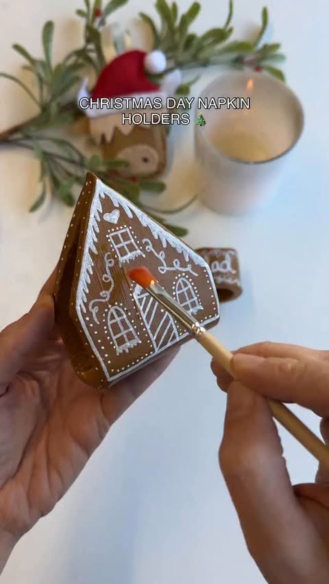 Instagram post by @themakingbox_ for Hobbycraft. Caption reads: easy gingerbread themed napkin holders for your....