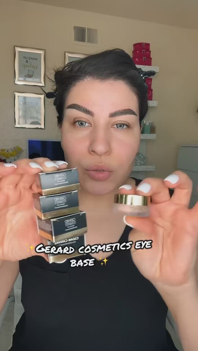 Instagram post by @get_glam_with_sadaf for Gerard Cosmetics. Caption reads: Clean Canvas Full Coverage Eye base....