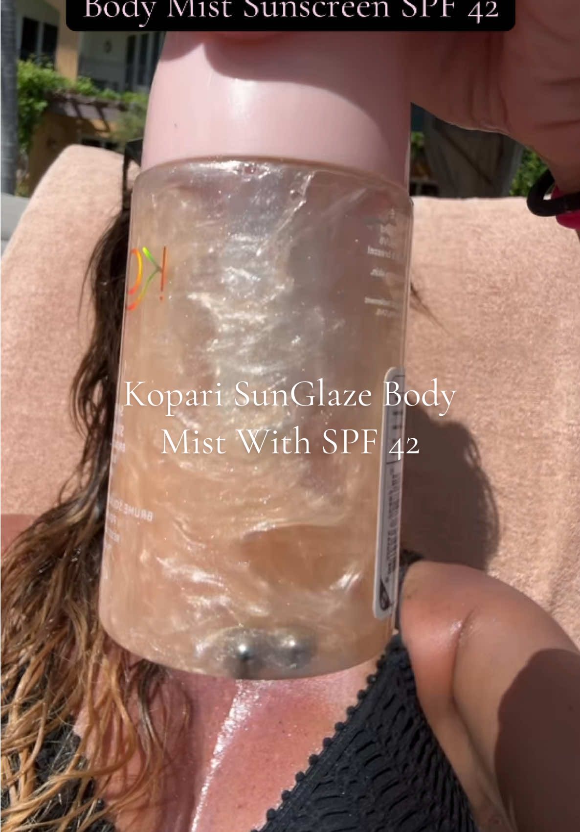TikTok post by @daniella_britt for Kopari Beauty. Caption reads: @Kopari Beauty SunGlaze gives you a sun [...].