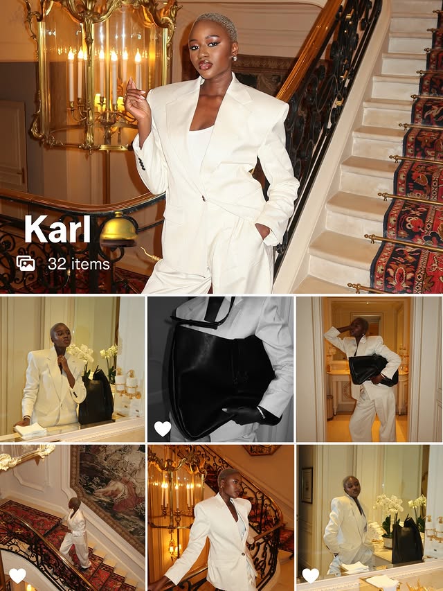 Instagram post by @socharmante for KARL LAGERFELD. Caption reads: @karllagerfeld runway ready for Paris Fashion Week....