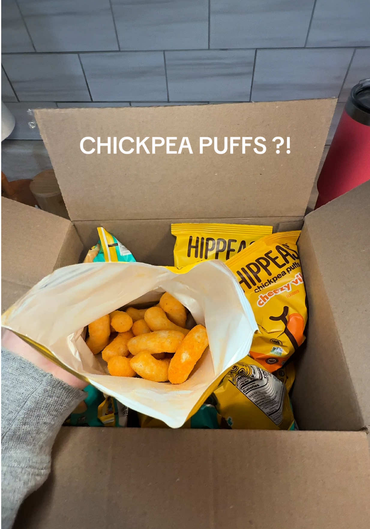 TikTok post by @.bubbles.220 for HIPPEAS. Caption reads: Why are these so goooood tho!?! @HIPPEAS Snacks....