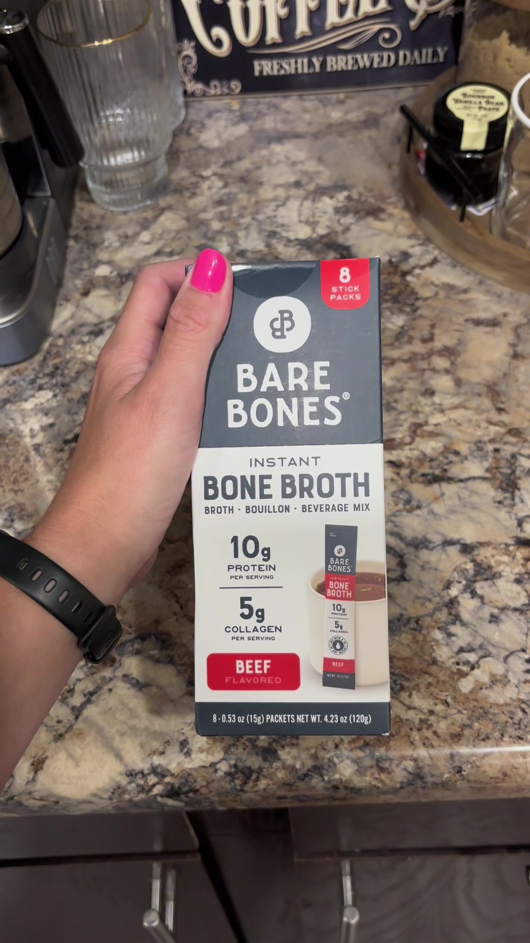 TikTok post by @mckaelakeijers for Bare Bones. Caption reads: make dinner with me, bare bones-bone broth is one....