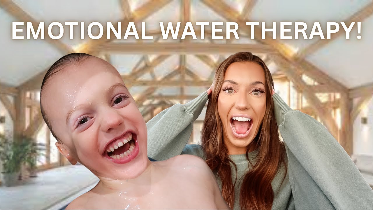 YouTube post by @HeyRachelHughes for Bucked Up. Caption reads: Beck's FIRST Swim Lesson with Cerebral Palsy!....