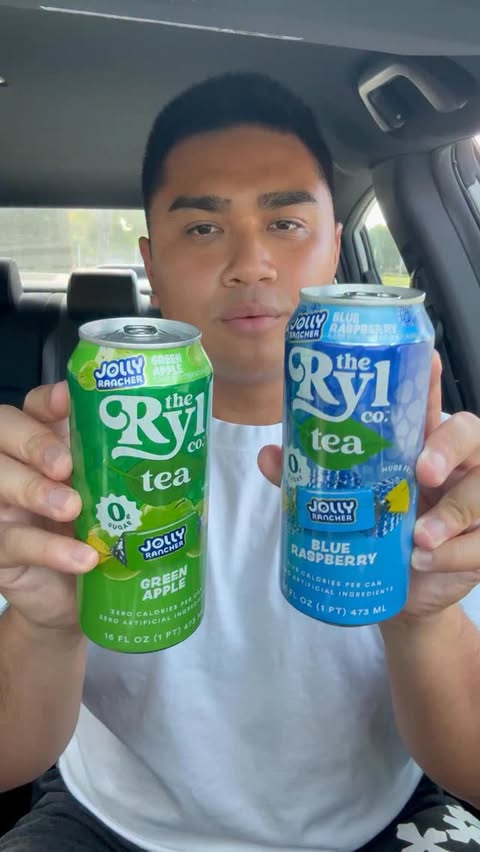 Instagram post by @natelo98 for Ryl Tea. Caption reads: #ad @therylcompany has two new Jolly Rancher Teas!....