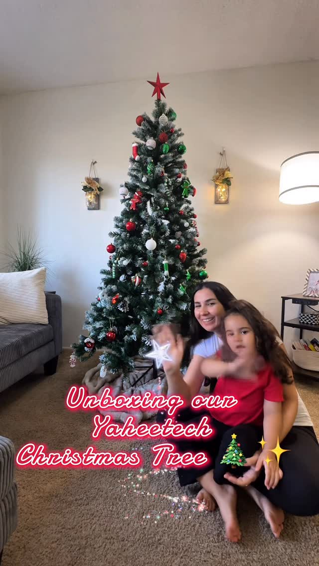 Instagram post by @mia_momsy for Yaheetech. Caption reads: ✨ Our home is already feeling so festive! 🎄 Ada....