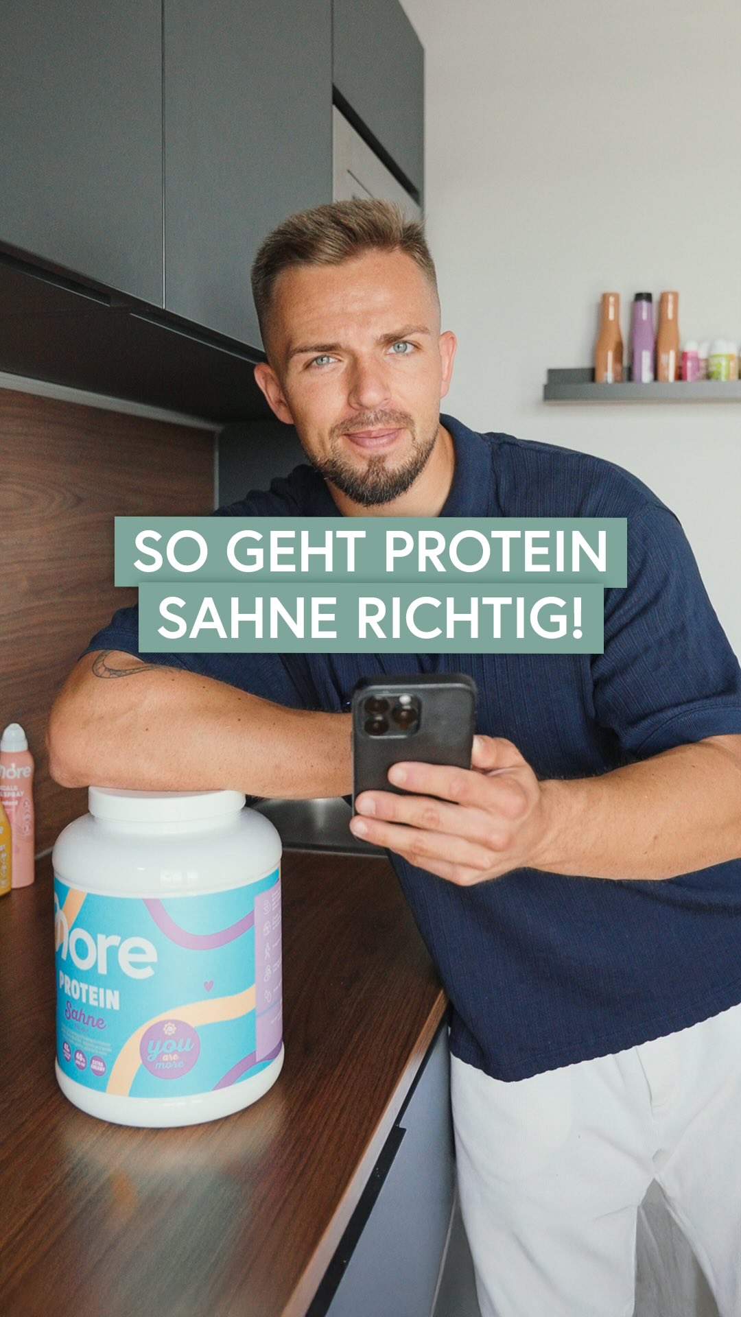 Instagram post by @timrbtz for More Nutrition. Caption reads: Anzeige | More Protein Sahne – cremig, leicht &....