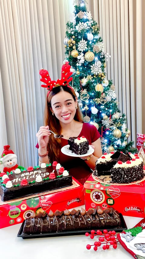 Instagram post by @mrsangel_sky for Red Ribbon Bakeshop. Caption reads: This holiday season, don’t forget to add....