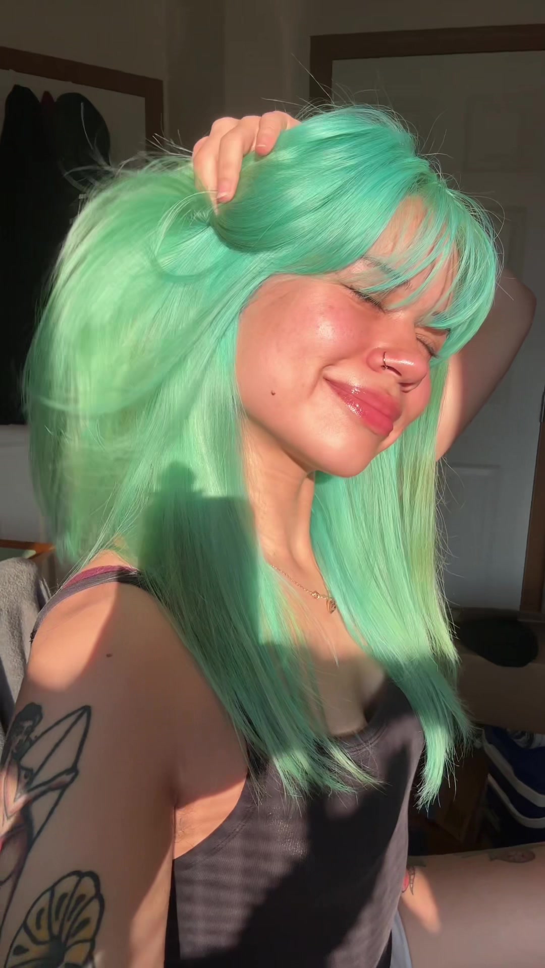 TikTok post by @greenteasupernova for Lunar Tides Hair. Caption reads: Sea Witch by @Lunar Tides is makes me feel like....