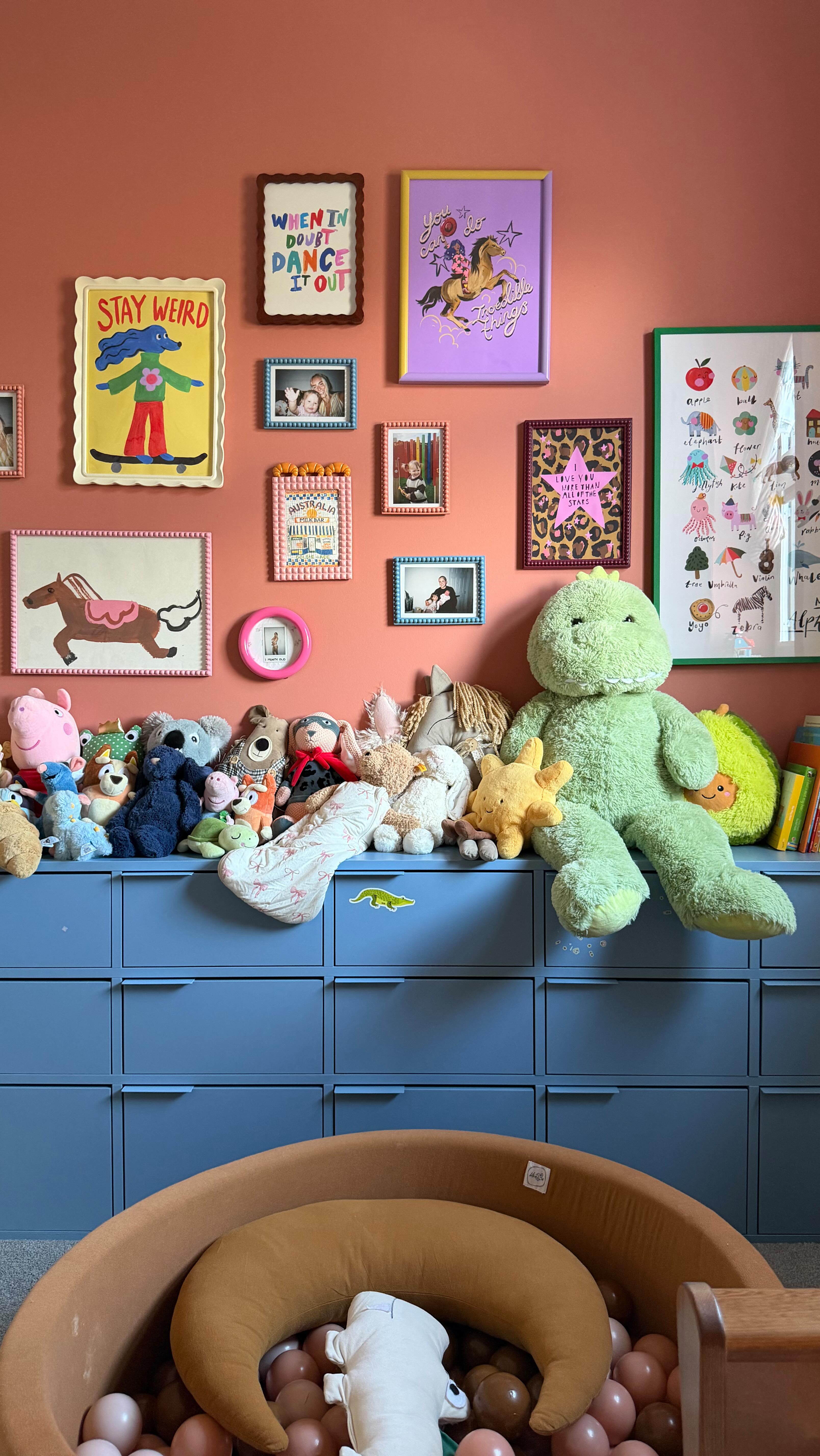 Instagram post by @esterapawlak for Olli Ella. Caption reads: Trying to make the space we have feel cosier and....