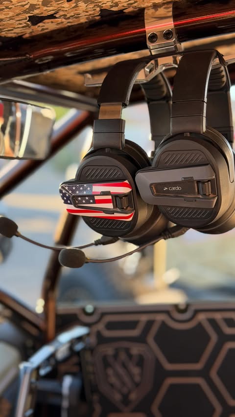 Instagram post by @sandhollow.utv for Cardo Systems. Caption reads: No wires. No hands. Just communication....