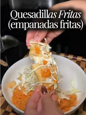 TikTok post by @alondra.072 for Pukomc. Caption reads: [...] #quesadillasfritas #empanadasfritas @Pukomc.