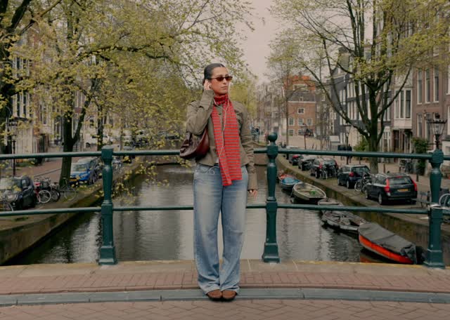 Instagram post by @miriammelen for rag & bone. Caption reads: running around Amsterdam in my Rag & Bone Miramar....