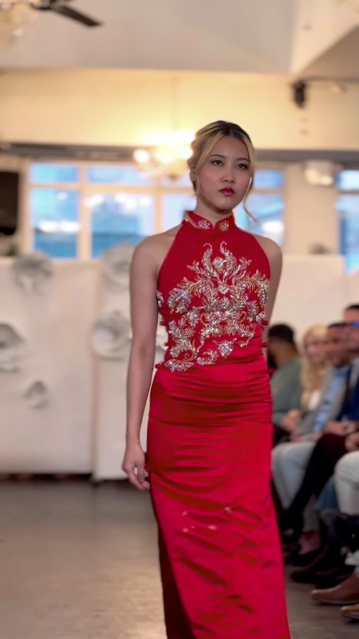 Instagram post by @ct_tsai for Beth and Brian Qipao. Caption reads: [...] @zoha_kn Model @reyna_ozawa Brand:....