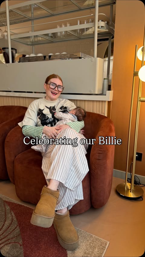 Instagram post by @jessbakersmithuk for Accor Group. Caption reads: A year since we found out about our Bill 🥹👶🏻🍼....