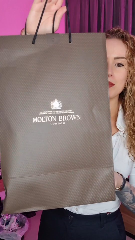 Instagram post by @curlyfragrance for Molton Brown. Caption reads: New pr package from @moltonbrown @fauxconsultancy....