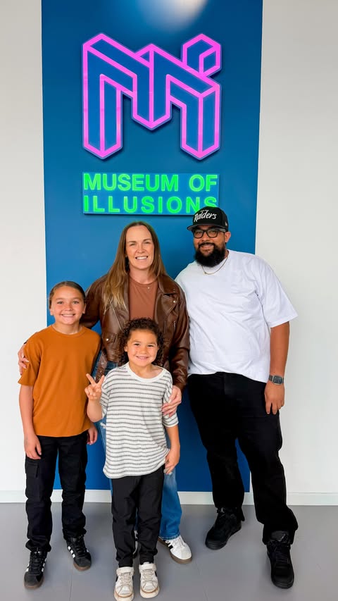 Instagram post by @themodishmama for Museum of Illusions. Caption reads: [...] day… 👀🤯 #ad We checked out the Museum of....