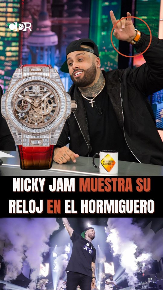 Instagram post by @culturaderelojes for Hublot. Caption reads: El cantante de reguetón @nickyjam le enseñó a....