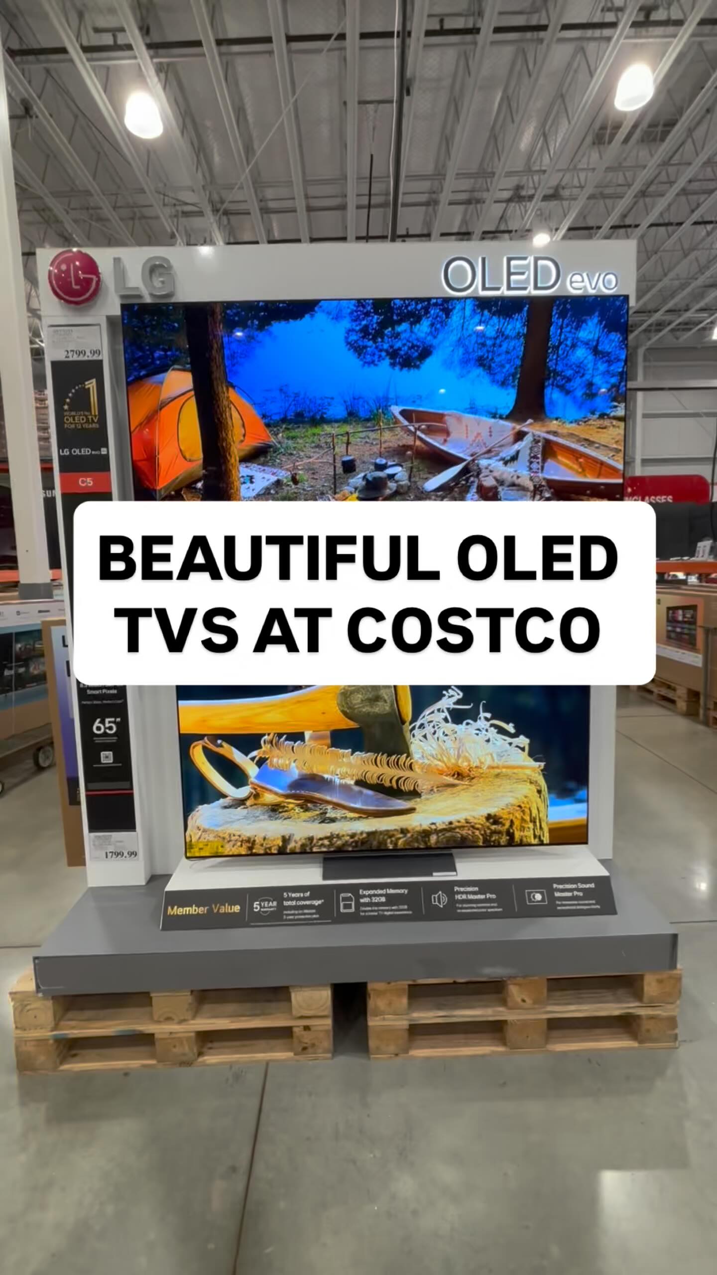 Instagram post by @costcofam4u for LG USA. Caption reads: 📺 LG 4K UHD OLED TVs – Stunning Picture,....