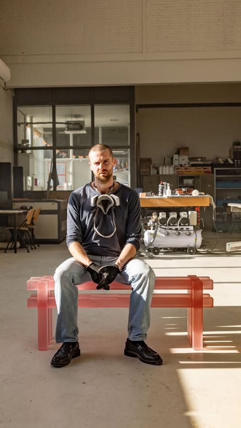 Instagram post by @laurids.gallee for Victorinox. Caption reads: [...] up with Dezeen (@dezeen) to launch the....