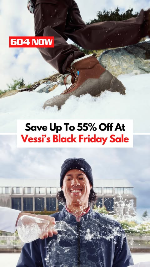 Instagram post by @604now for Vessi. Caption reads: Vancouver, stop raw-dogging the rain.....