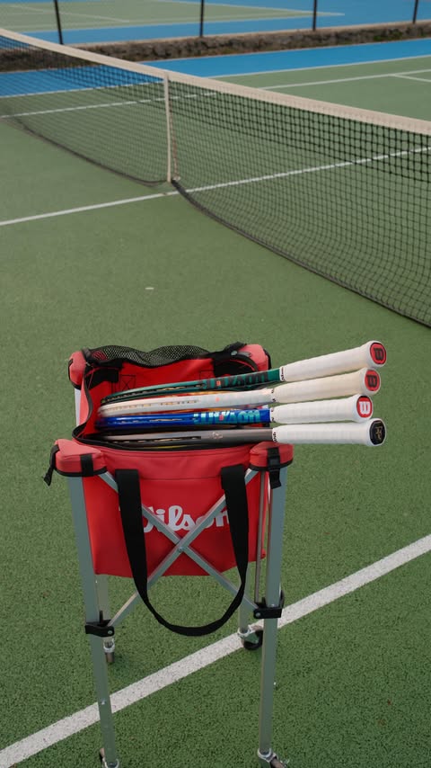 Instagram post by @tenniswithdylan for Wilson Tennis. Caption reads: Match your racket to your game! 🎾 This video....