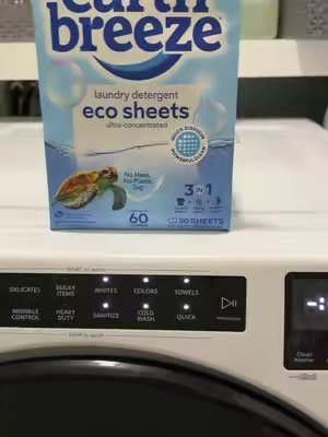TikTok post by @lisacpierce for Earth Breeze. Caption reads: Earth Breeze Laundry Detergent Sheets are....