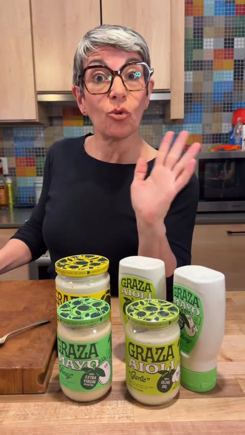 Instagram post by @thechefsmartypants for Graza. Caption reads: #GrazaPartner My favorite olive oil company is....