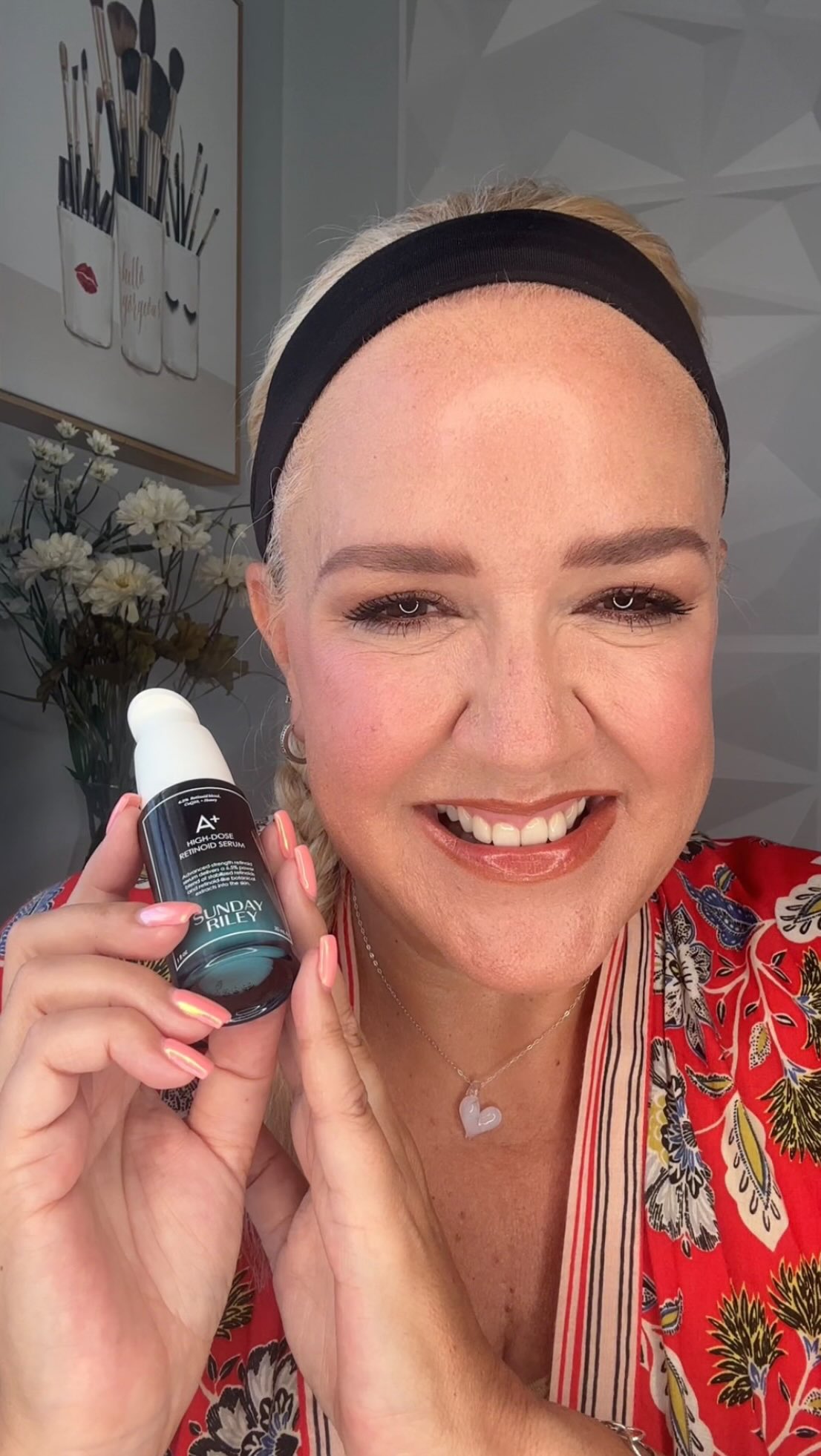 Instagram post by @torileesbeautymix for Sunday Riley. Caption reads: Need a great anti-aging serum? 
𝘼+....