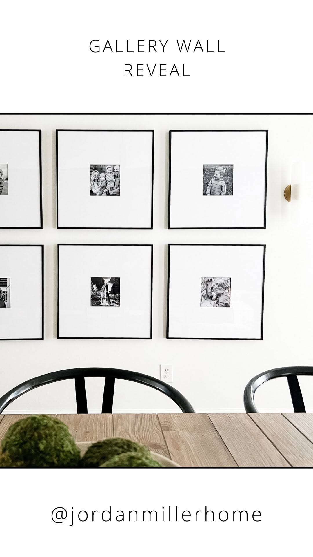 Instagram post by @jordanmillerhome for Frame It Easy. Caption reads: Gallery Wall Reveal!

I have dreamed of doing a....