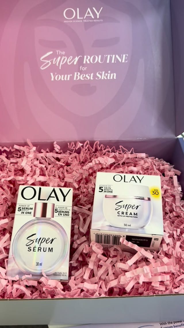Instagram post by @thisis.andreea_ for SuperSavvyMe. Caption reads: Level up your skincare ✨
I’ve been trying the Olay....