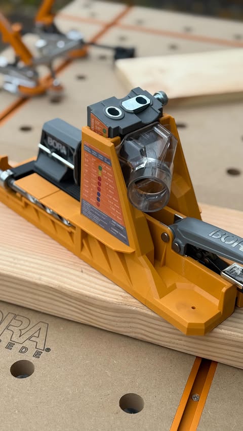 Instagram post by @gingerwoodworks for BORA Tool. Caption reads: Are you tired of the basic Pocket hole jigs? Well....