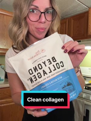 TikTok post by @life.with.katy for Live Conscious. Caption reads: My daily collagen boost! ✨🤍 @Live Conscious....