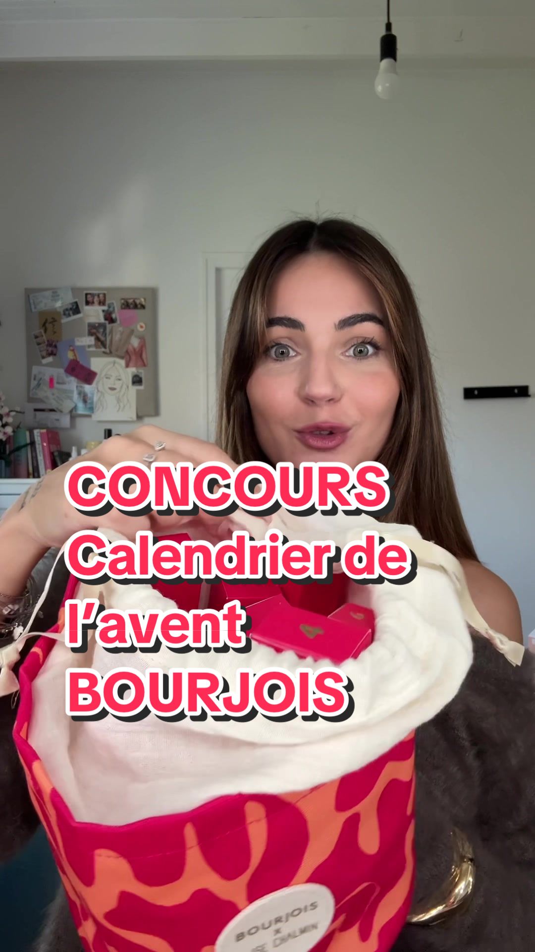 TikTok post by @charlotte.vidl for Bourjois. Caption reads: Gagne ton calendrier @BourjoisParis 👀✨ TOP ou....
