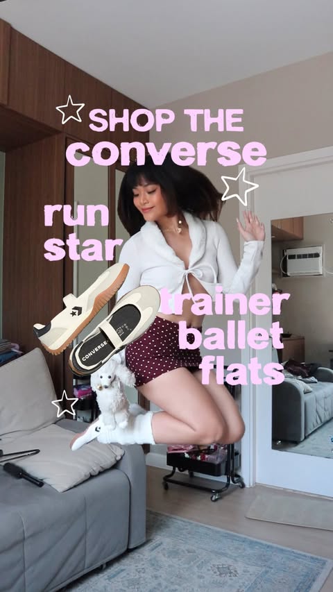 Instagram post by @totally.tiara for Converse. Caption reads: [...] new run star ballet trainers 😌🩰🖤....