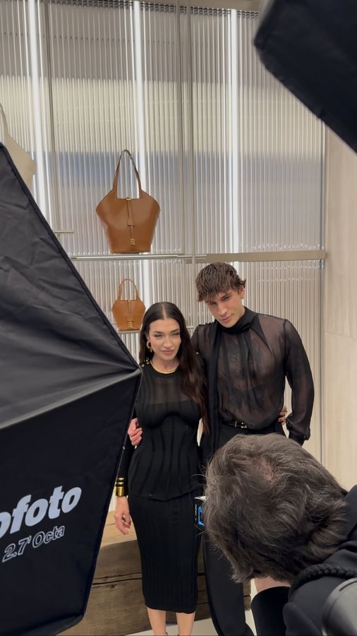 Instagram post by @danieleoscarspada for Elisabetta Franchi. Caption reads: Sfida vinta ? @elisabettafranchi ? See you tonight....