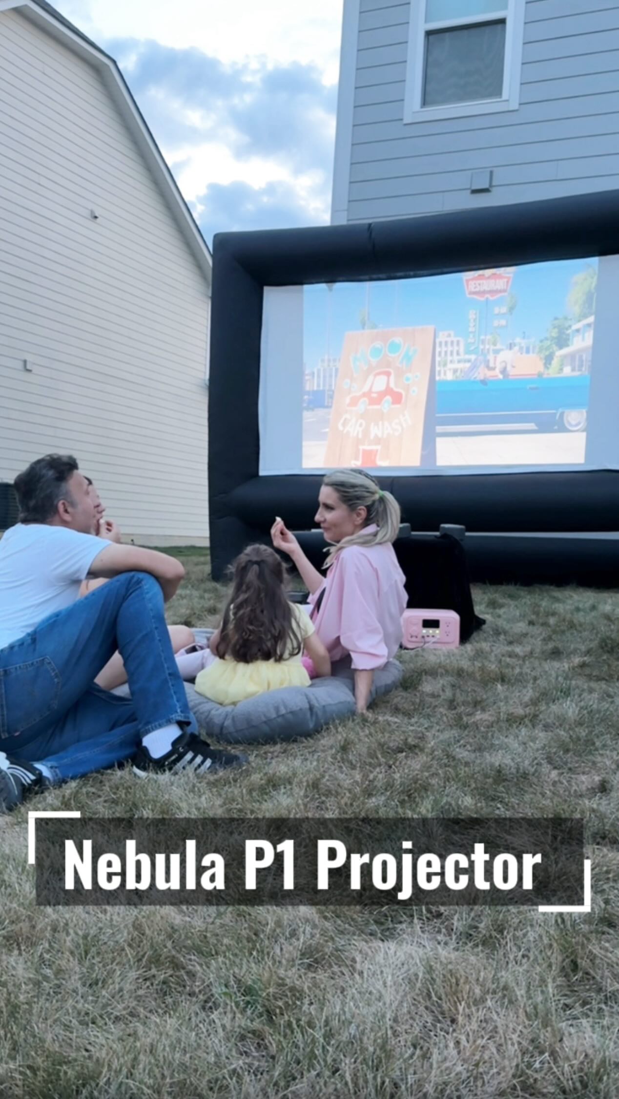 Instagram post by @samcyildiz for NEBULA. Caption reads: ✨ I just turned my backyard into a full movie....