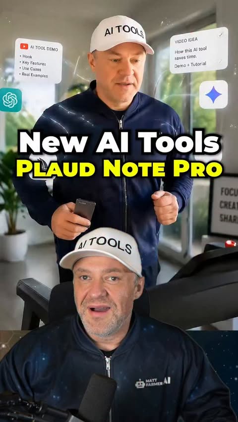 Instagram post by @mattfarmerai for PLAUD. Caption reads: Plaud Note Pro Turns Everything You Say Into a....