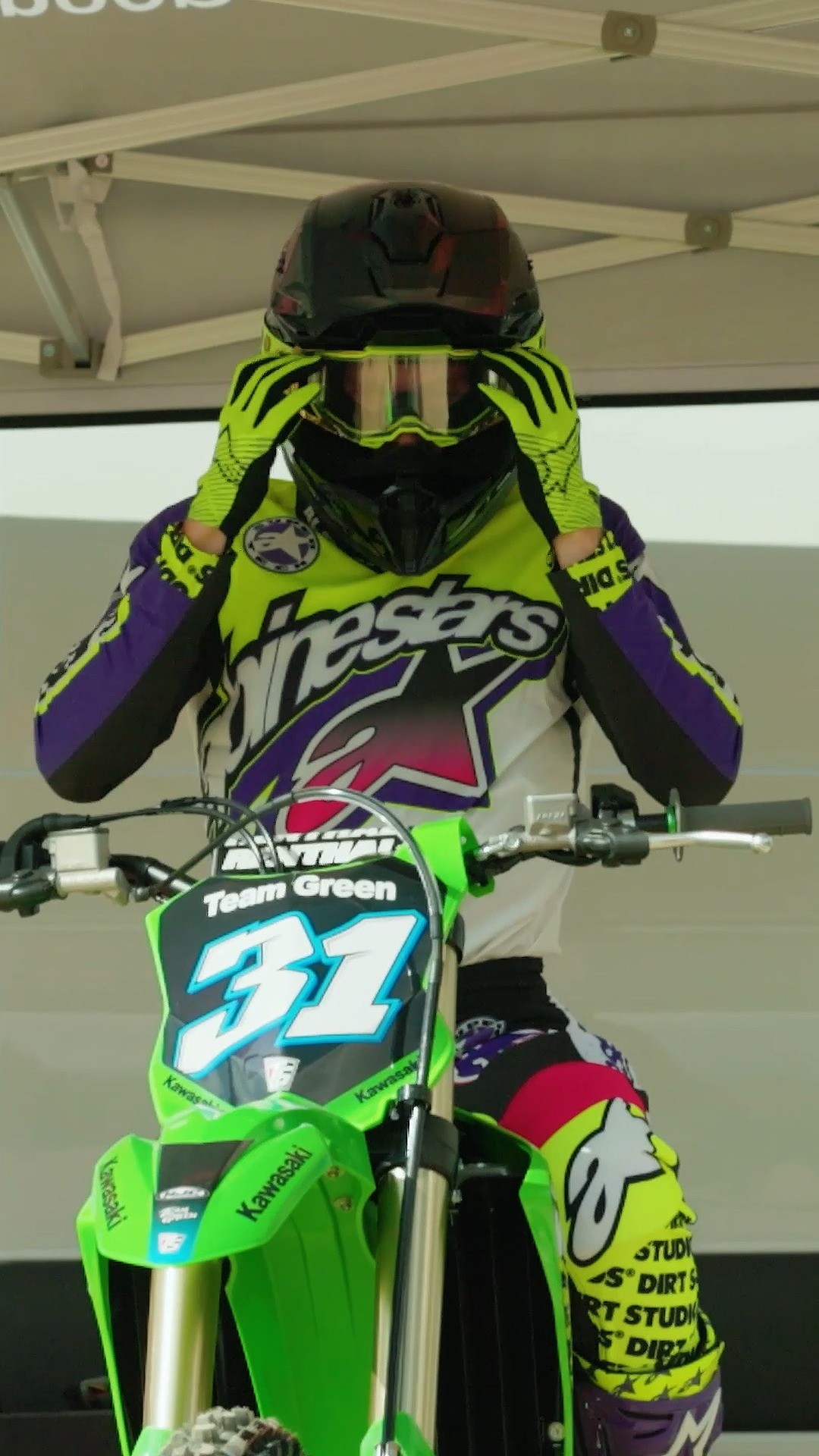 Instagram post by @kawasaki_worldsbk_team for Kawasaki Usa. Caption reads: Kawasaki WorldSBK racer @garrettgerloff joined....