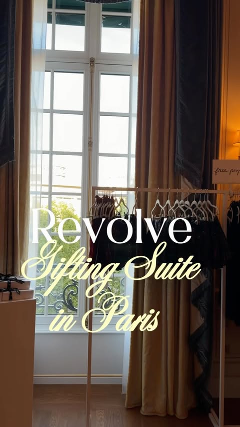 Instagram post by @asal_st for REVOLVE. Caption reads: A look inside the @revolve gifting suite in Paris!....