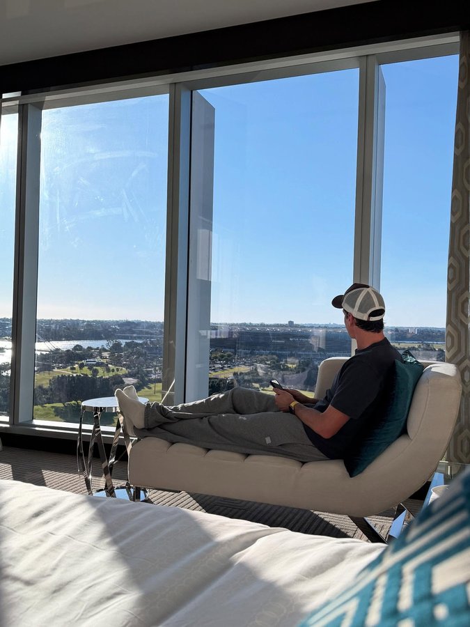 Instagram post by @andytomlee for Crown Hotels. Caption reads: Pre-pre-pre match
Pre-pre match
Pre....