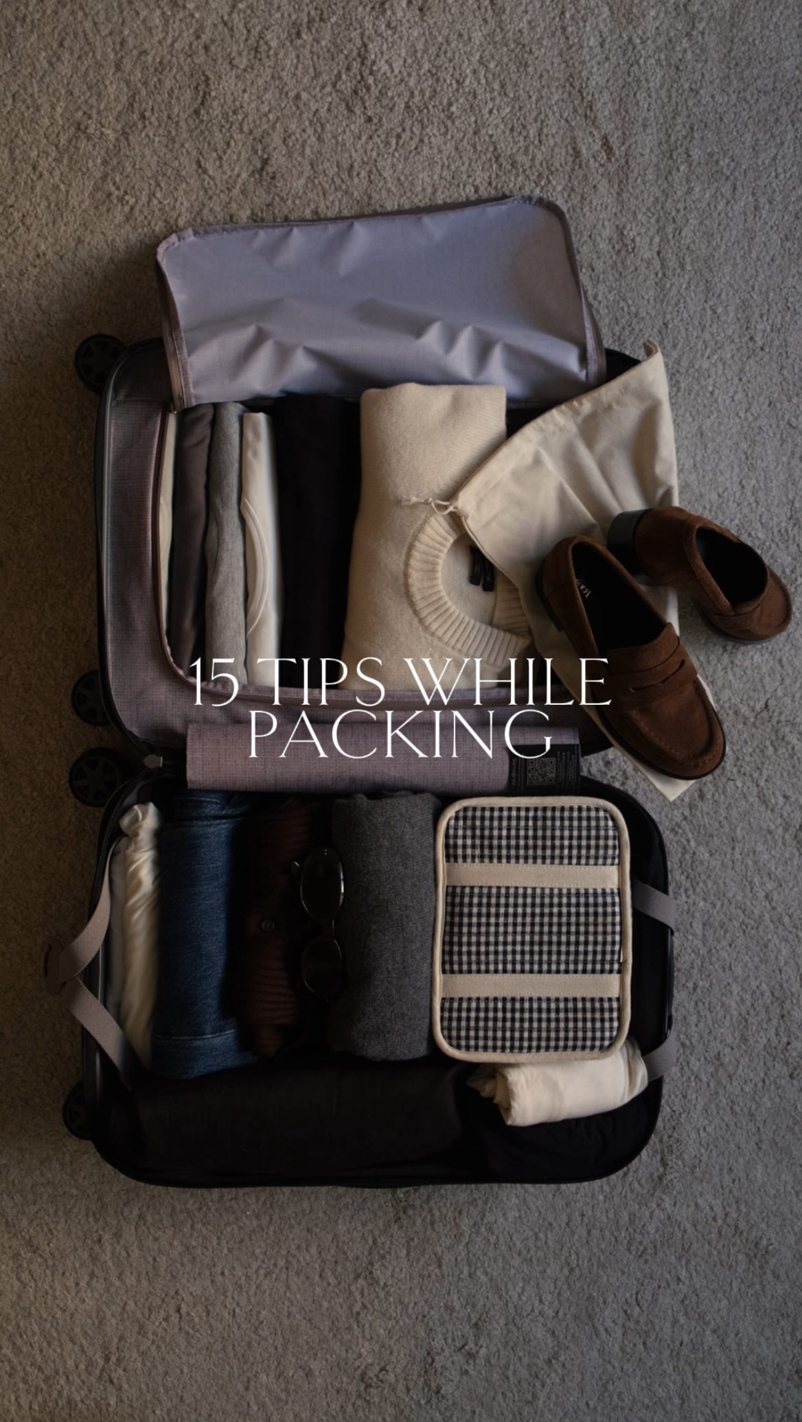 Instagram post by @sofiapega for SAMSONITE. Caption reads: I just packed for my honeymoon with our new....