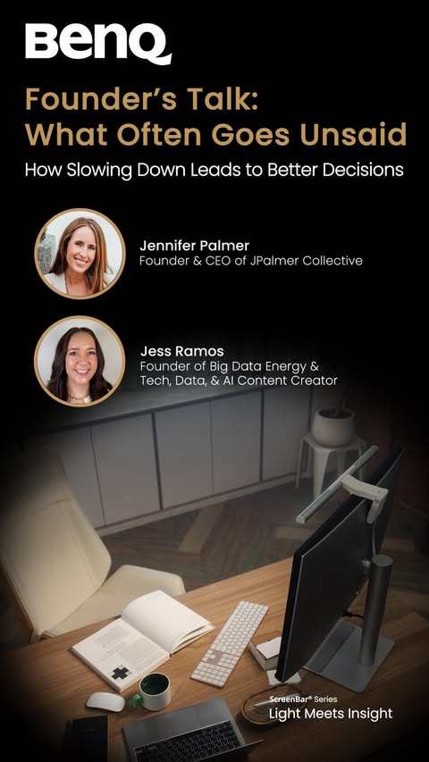 Instagram post by @jessramosdata for BenQ Lighting. Caption reads: Being an entrepreneur is the loneliest job in the....