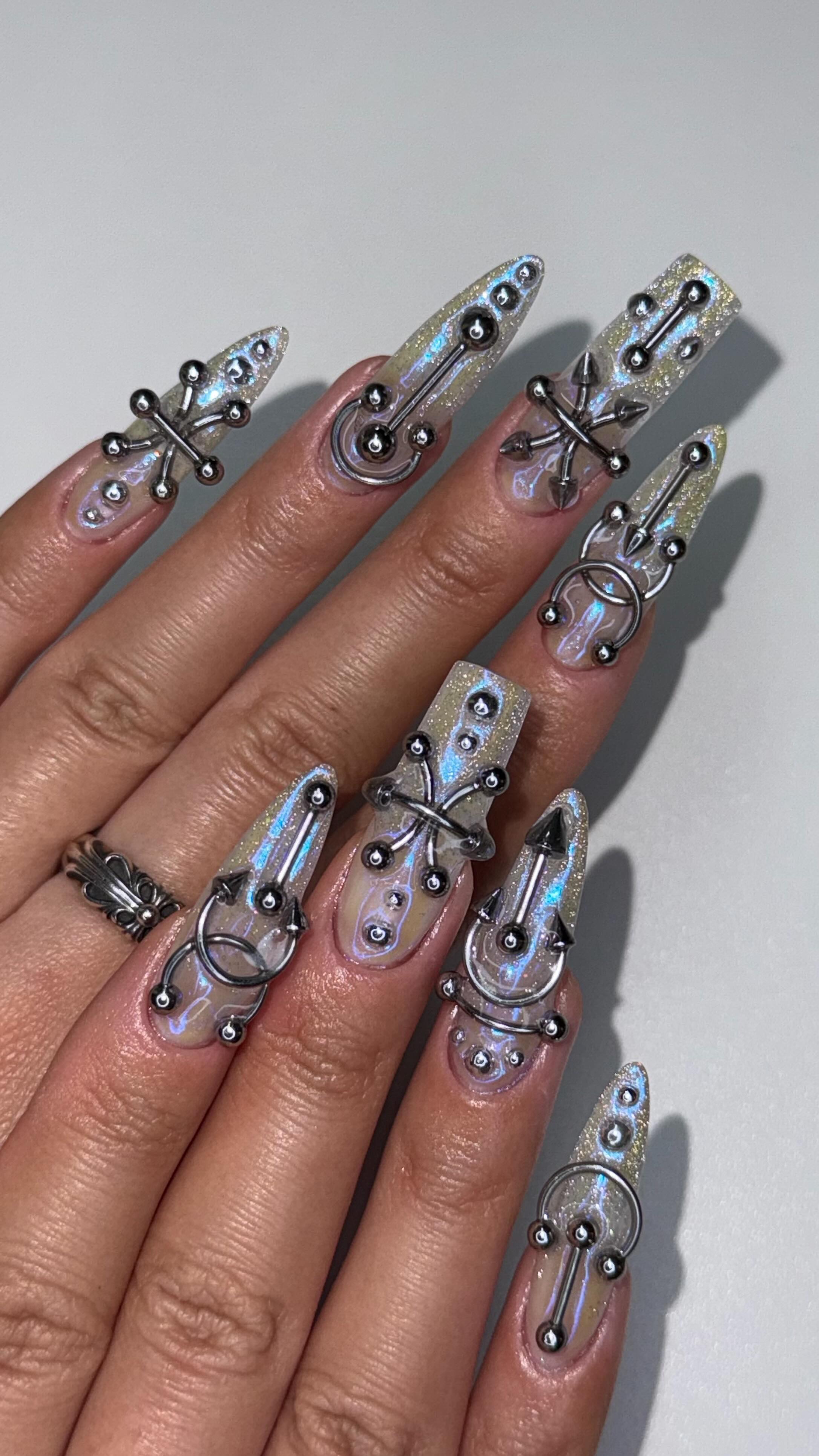 Instagram post by @nailsbyyenah for Apres Nail. Caption reads: Do my nails with me ft. @apresnailofficial 🔮⚔️....