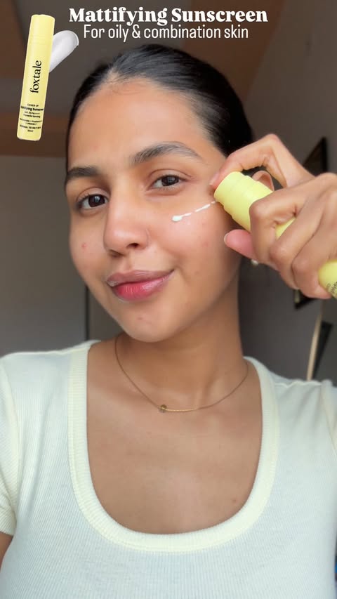 Instagram post by @shristi.sanadhya for Foxtale. Caption reads: #ad | @foxtaleskin mattifying sunscreen with spf70....