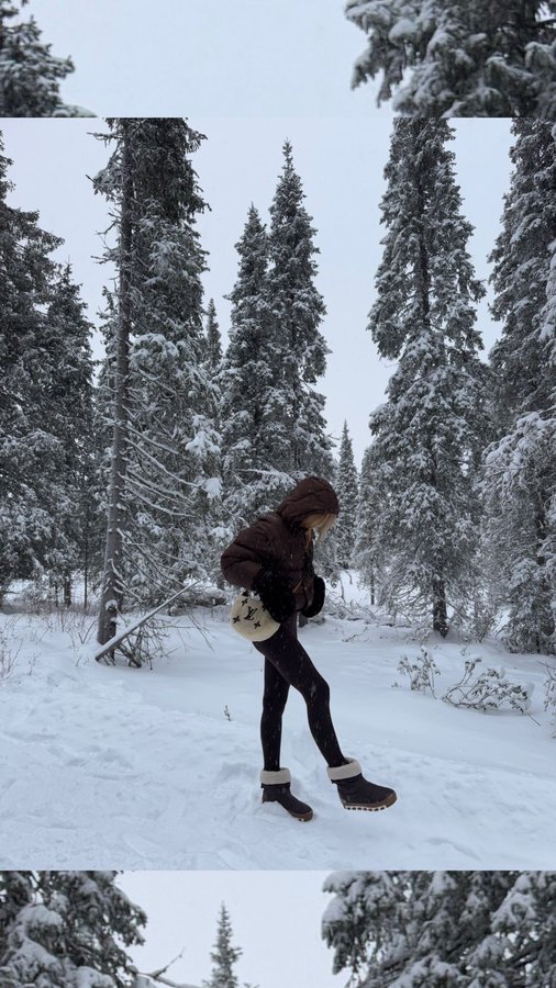 Instagram post by @leximars for Sperry. Caption reads: suited up for the snow
in @sperry #sperry....